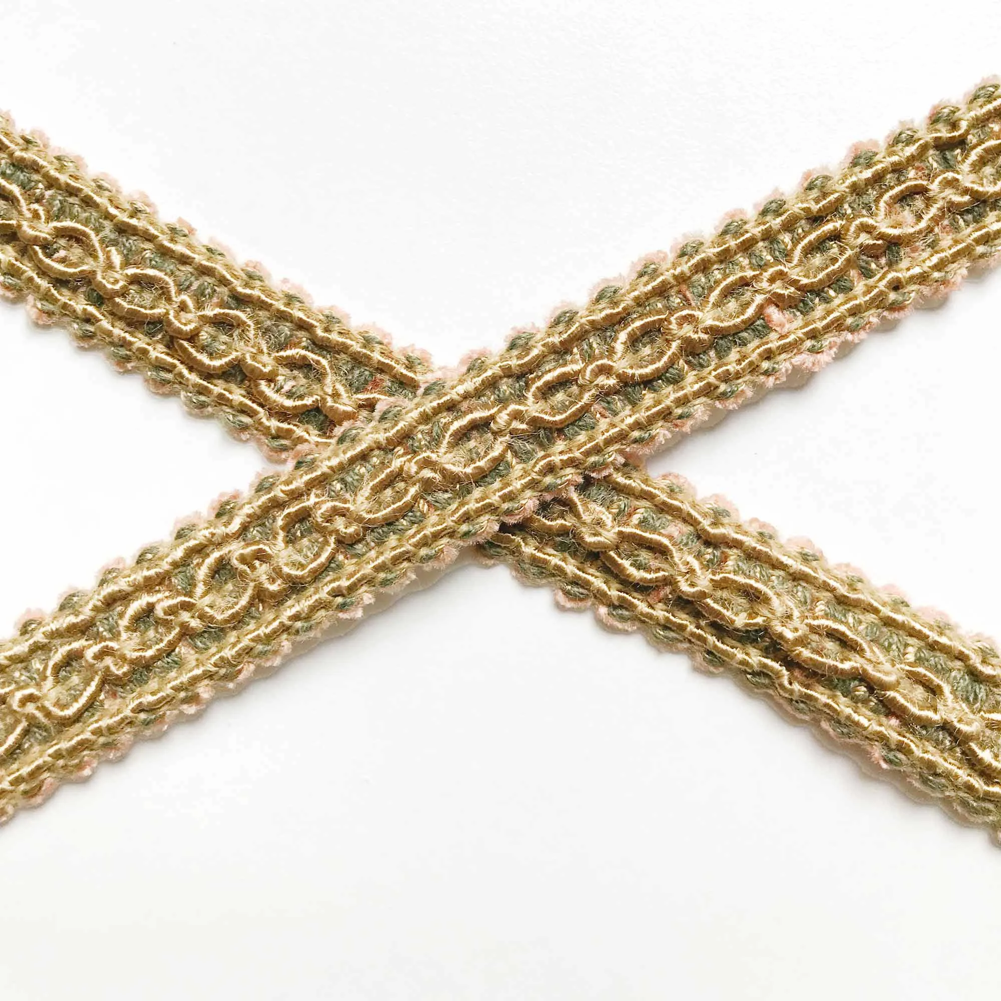 Tan and Emerald Green High Quality Decorative Gimp Trim by the yard