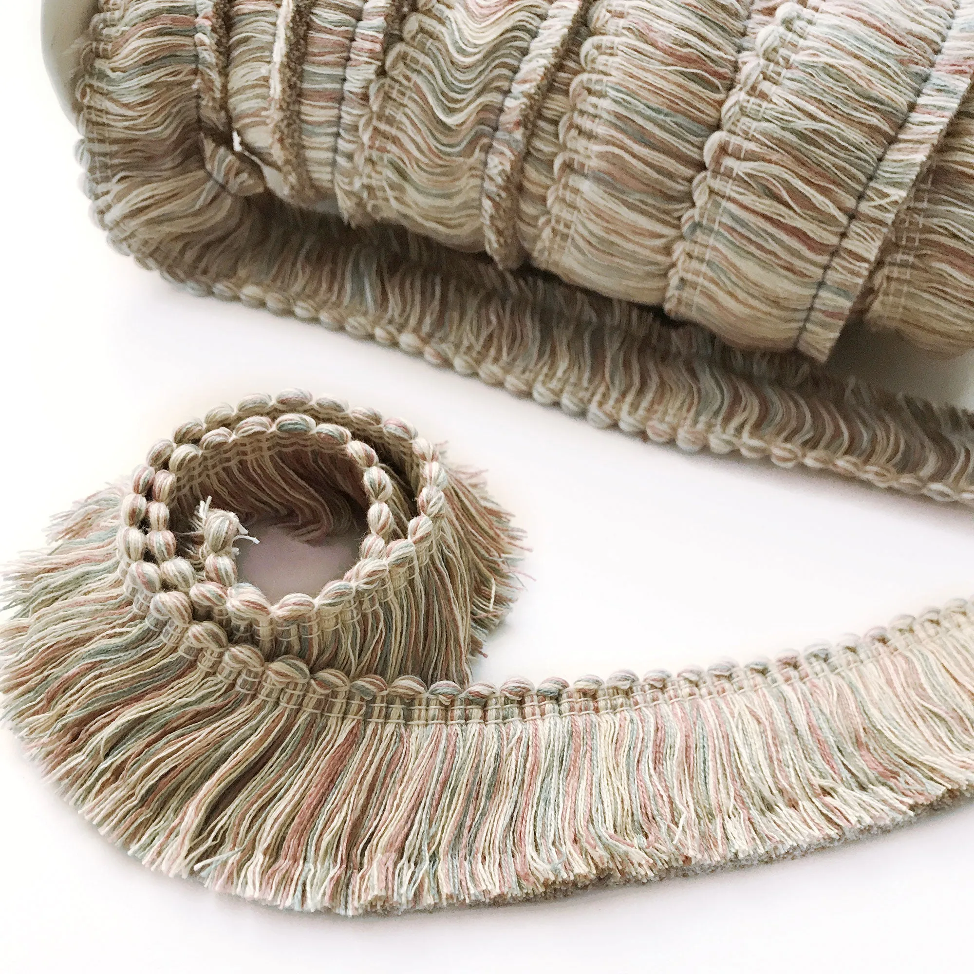 Teal and Mauve High Quality Decorative Brush Fringe Trim by the yard