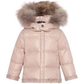 Ver de Terre Featherlight Baby Girls Down Jacket w. Fur Mahogany Rose