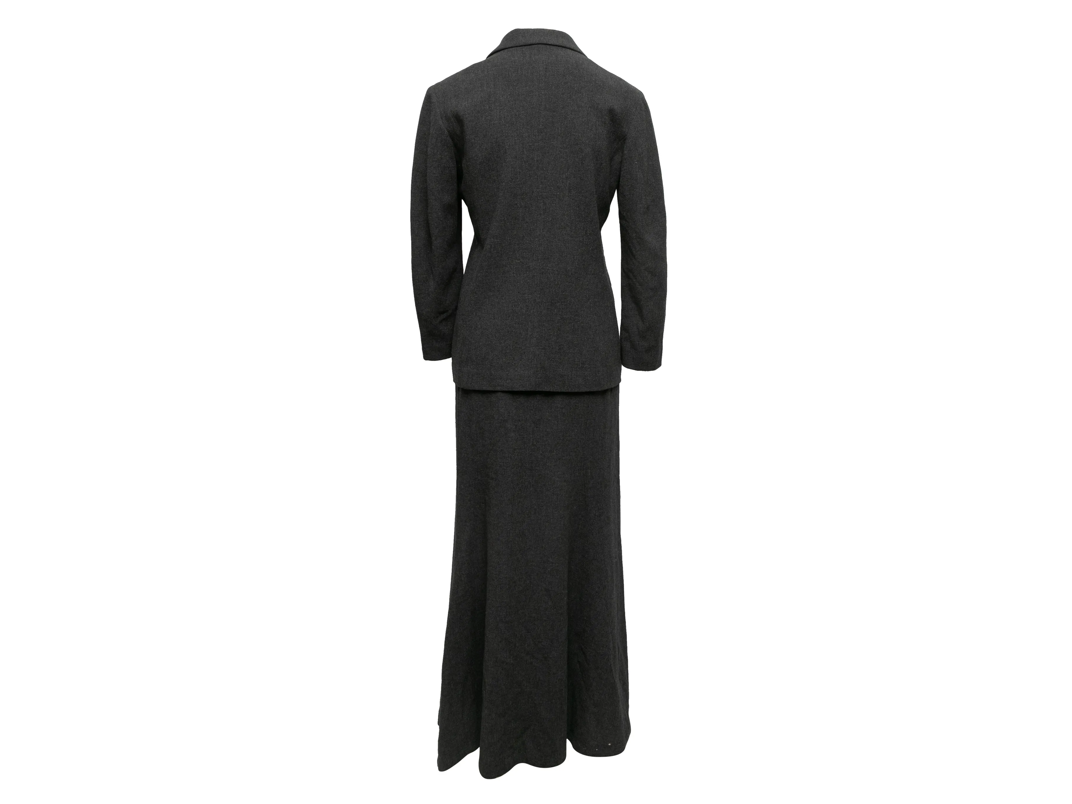 Vintage Charcoal Yohji Yamamoto Noir Wool Maxi Skirt Suit Designer Size 3