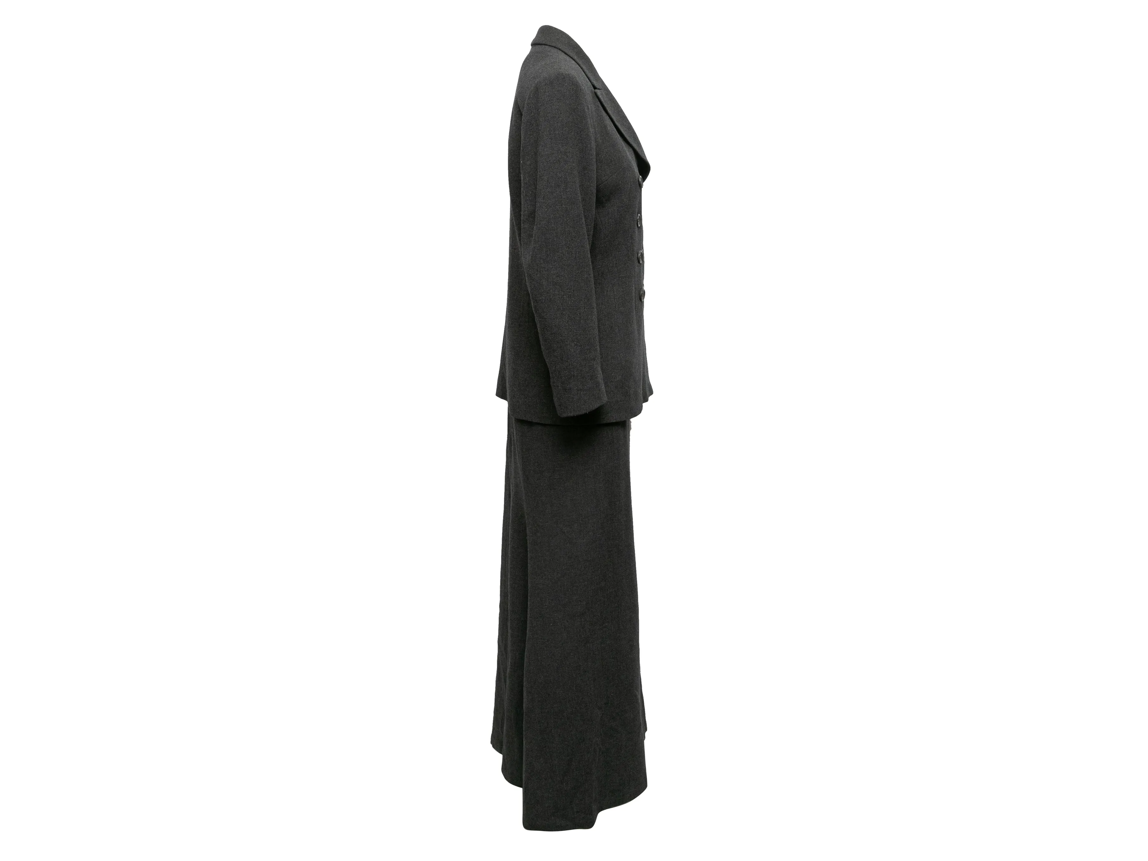 Vintage Charcoal Yohji Yamamoto Noir Wool Maxi Skirt Suit Designer Size 3