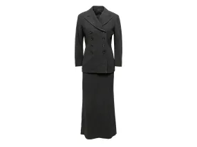 Vintage Charcoal Yohji Yamamoto Noir Wool Maxi Skirt Suit Designer Size 3