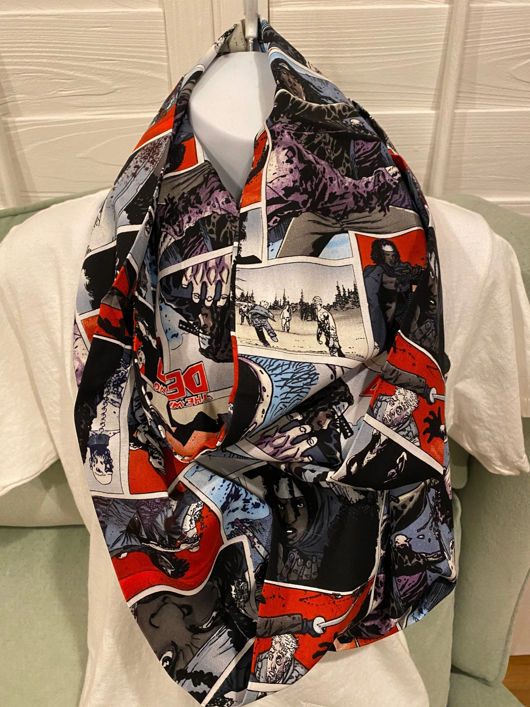 Walking Dead Infinity Scarf - Handmade Print Accessory | Zombie Apocalypse Fashion | Unique Undead Gift