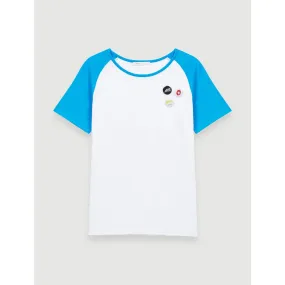 Women T-Shirt With Contrasting Sleeves  - White