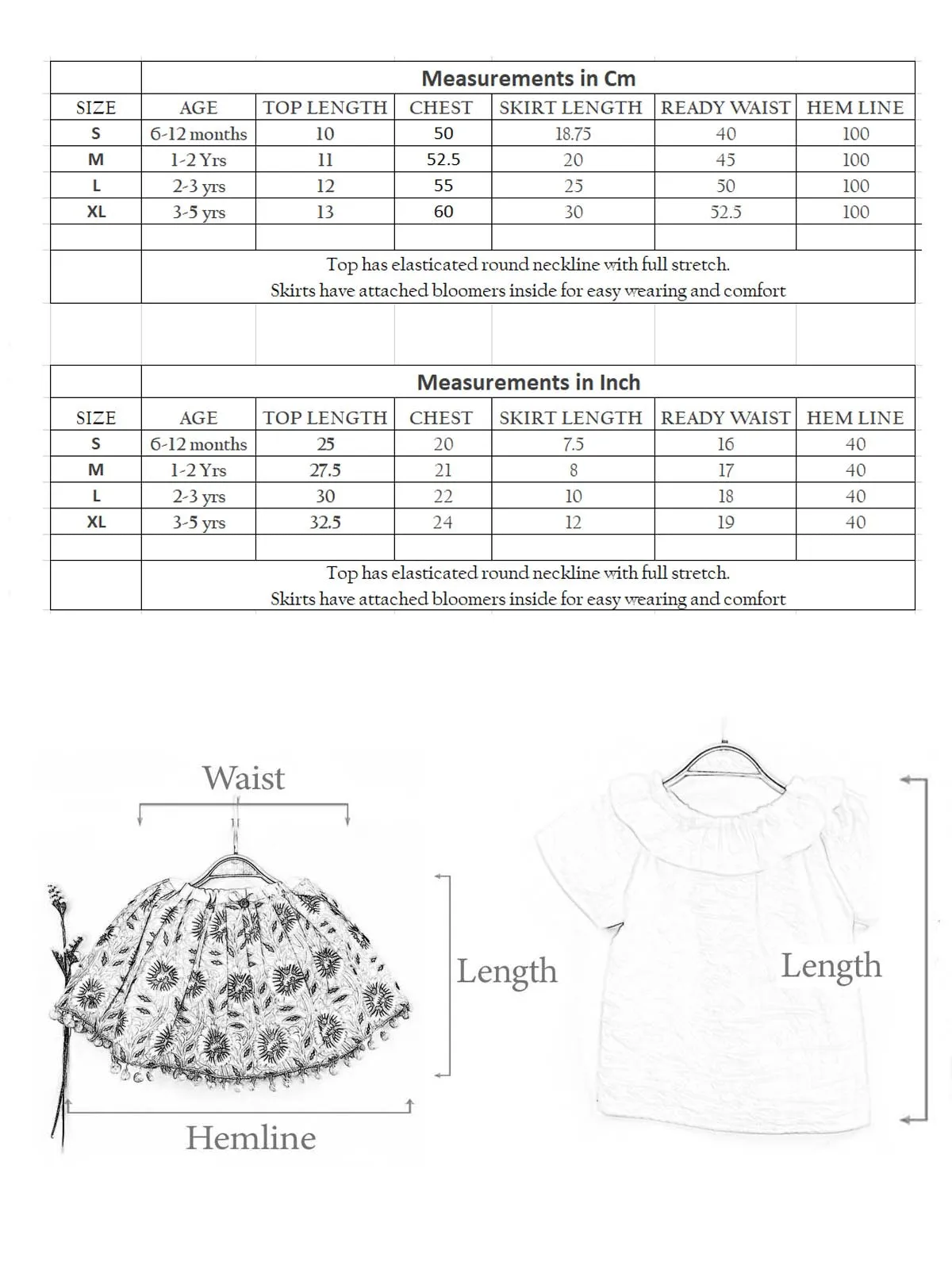 Zig Zag Cotton Printed Baby Girl Skirt With White Frilled Top